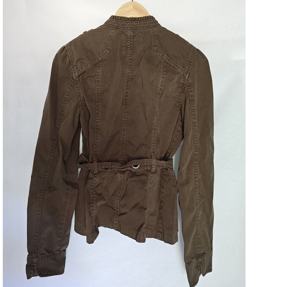 Sanctuary Clothing Military Style Jacket Brown Green Utility Belted Ruffle S M - Picture 2 of 9